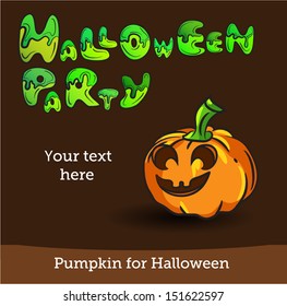 Vector Halloween Party Background with Pumpkin.