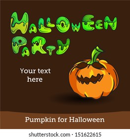 Vector Halloween Party Background with Pumpkin.
