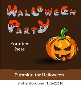Vector Halloween Party Background with Pumpkin.