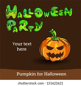 Vector Halloween Party Background with Pumpkin.