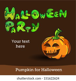Vector Halloween Party Background with Pumpkin.