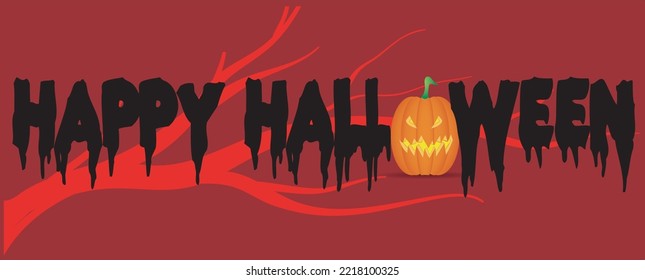 Vector Halloween Party Design with typographic elements and pumpkin 