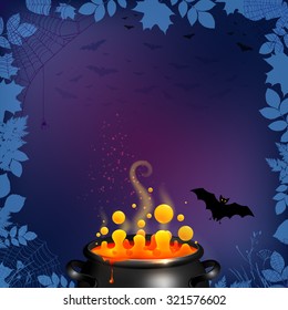 Vector Halloween party flyer background in dark purple colors