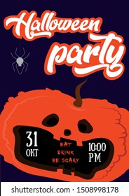 Vector of Halloween party invitations or greeting cards with traditional symbols.