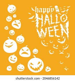 Vector of Halloween party invitations or greeting card with handwritten calligraphy and traditional symbols. vector happy Halloween poster collection.