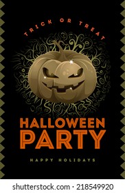 Vektor Halloween Party Poster Design-Vorlage mit Jack'O Lantern.