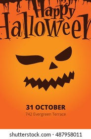 Vector Halloween Party Poster. Pumpkin