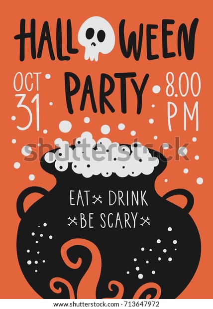 Vector Halloween Party Poster Template Witches Stock Vector (Royalty ...