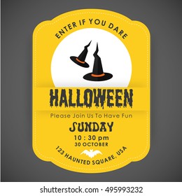 Vector Halloween Party Poster. Witch Hat
