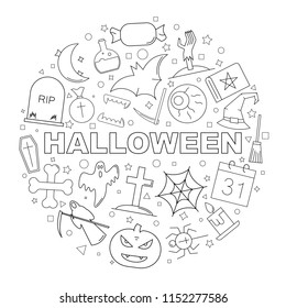 Vector Halloween pattern. Halloween background with world. Vector illustration