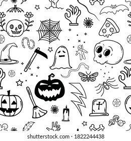 Vector Halloween pattern. Seamless Halloween vector pattern. Scary Halloween pumpkin vector pattern.