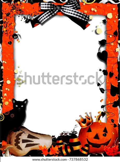 Vector Halloween Picture Frame Transparent Background Stock Vector