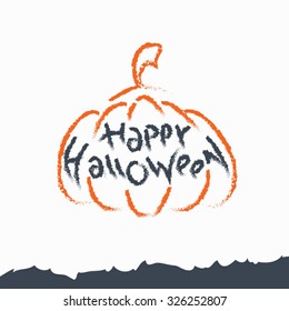 Vector Halloween postcard in black and orange colors. halloween pumpkin. hand drawn halloween postcard