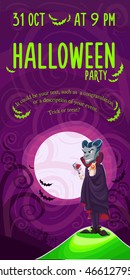 Vector Halloween poster background card with vampire Dracula
