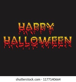 Vector Halloween poster. Burning bloody letters on black background.