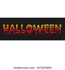 Vector Halloween poster. Burning bloody letters on black background.