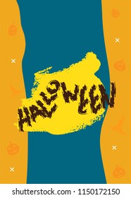 Vector Halloween poster with decoration. Happy Halloween flyer. Banner fo social media networks. Template for holiday design. 