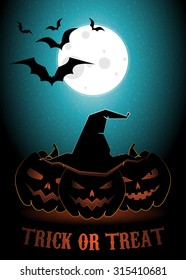 vector halloween poster with smile pumpkins