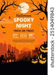 vector of Halloween poster template with scary elements concept