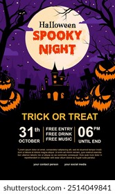 vector of Halloween poster template with scary elements concept