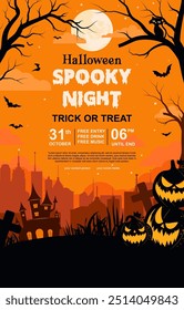 vector of Halloween poster template with scary elements concept