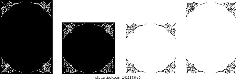 Vector Halloween posters - spider web frame - spooky style border framed