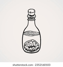 vector Halloween potion with brains inside