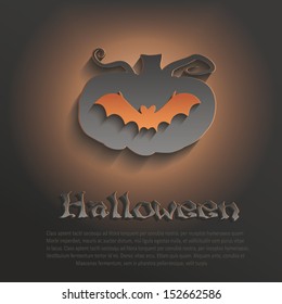 vector halloween pumpkin bat dark paper 3D