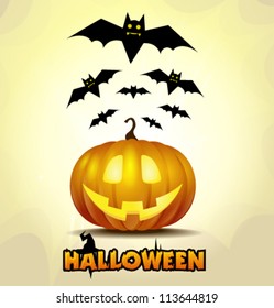 Vector halloween pumpkin and bats 3