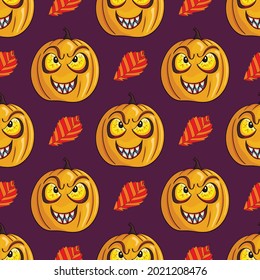Vector Halloween pumpkin with bloody teeth in cartoon style