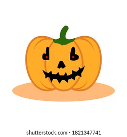 Vector halloween pumpkin. Cartoon halloween pumpkin vector icon for web design isolated on white background