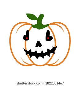 Vector halloween pumpkin. Cartoon halloween pumpkin vector icon for web design isolated on white background