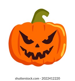 Calabaza vectora de Halloween al estilo de las caricaturas aisladas de fondo blanco. Calabaza naranja con sonrisa para tu diseño para la fiesta de Halloween.