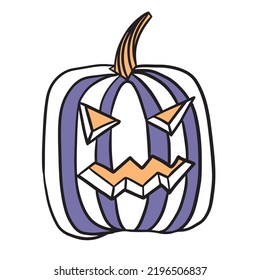 Vector Halloween pumpkin in cartoon style. Simple isolated vector print