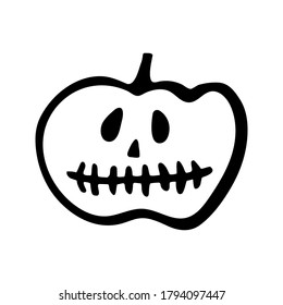 Vector halloween pumpkin clipart. Funny, cute illustration for seasonal design, textile, decoration kids playroom or greeting card. Hand drawn prints and doodle.