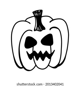 Vector halloween pumpkin clipart and icon. Funny, cute illustration for seasonal design, textile, decoration kids playroom or greeting card. Hand drawn prints and doodle.