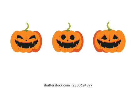 Vector halloween pumpkin collection on white background.