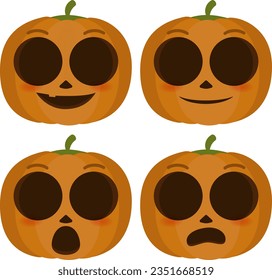 Vector halloween pumpkin cute emoticon collection