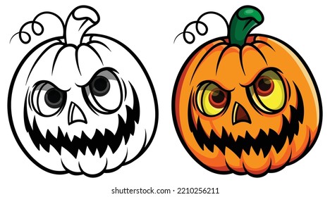 Vector Halloween pumpkin, Cute ghost pumpkin, Holidays cartoon character, Scary spooky pumpkin, Illustration of Halloween's, Realistic design, Isolated on white background,