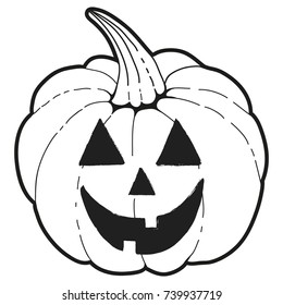 Vector Halloween pumpkin. Cute and scary pumpkin face.Ready-to-use art. Template for your design. Isolated on white background.