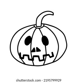 Vector Halloween pumpkin doodle clip art. Doodle Halloween scary pumpkin sketch style isolated.