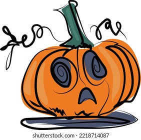 vector halloween pumpkin with emotional face