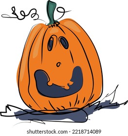 vector halloween pumpkin with emotional face