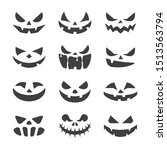 vector halloween pumpkin face icons set