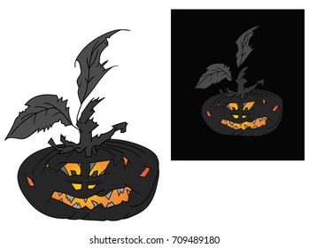 vector - Halloween pumpkin with face - isolated on background