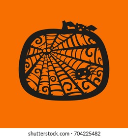 Vector halloween pumpkin frame. Laser cutting template for greeting cards, envelopes, party invitations, interior decorative elements.. Silhouette Design.