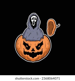 Vector Halloween Pumpkin Ghost Illustration