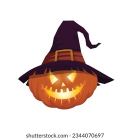 Calabaza vectora de halloween en un personaje portador de sombrero festividad de octubre.