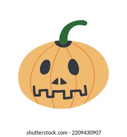 Vector Halloween pumpkin with Jack-O`Lantern face illustration. Cute pumpkin head in cartoon style