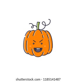 Vector Halloween pumpkin line icon,  outline vector sign, linear colorful pictogram isolated on white. logo illustration